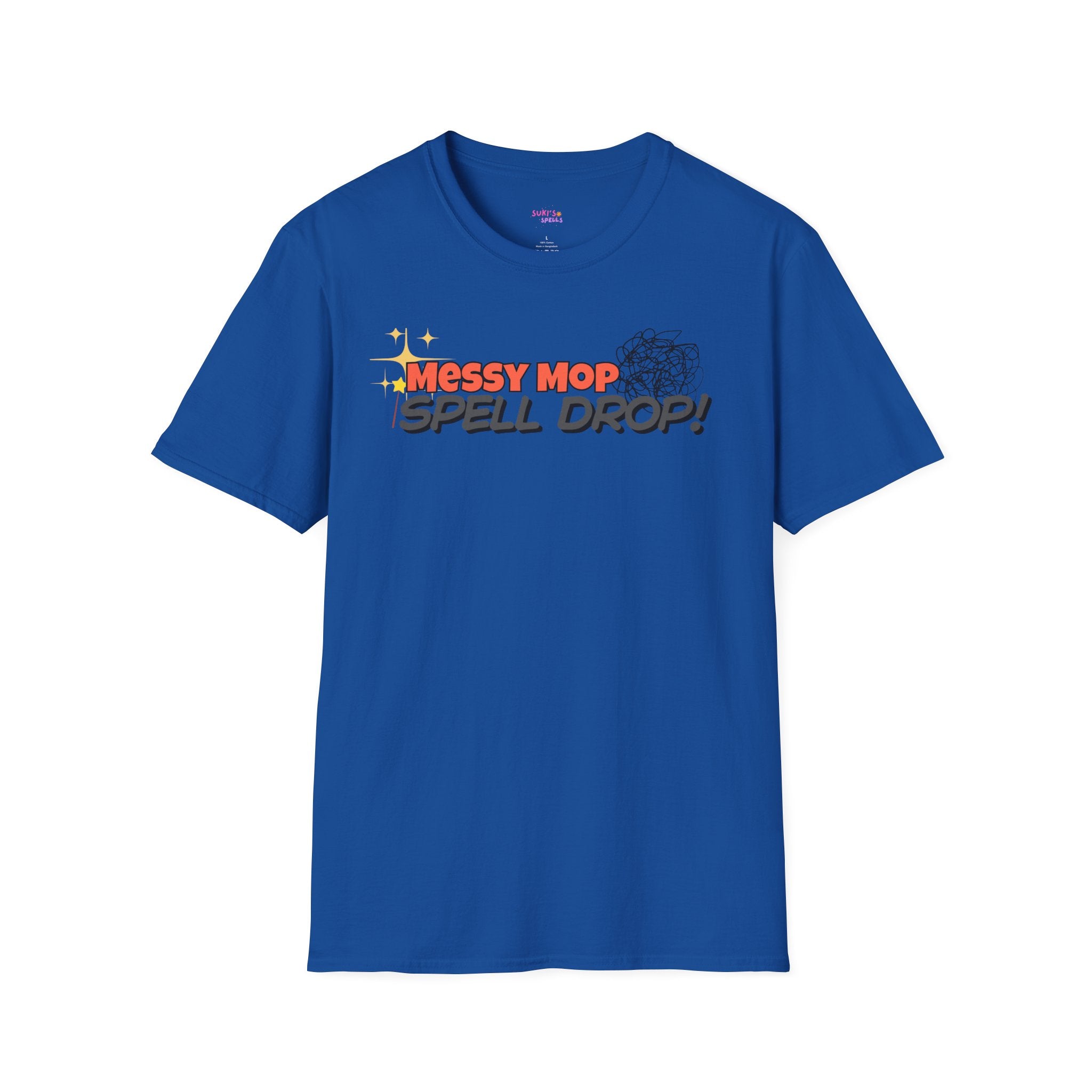 Messy Mop Spell Drop T-Shirt, Fun Graphic Tee, Casual Wear, Gift for Friends, Unique Summer Style, Everyday Comfort