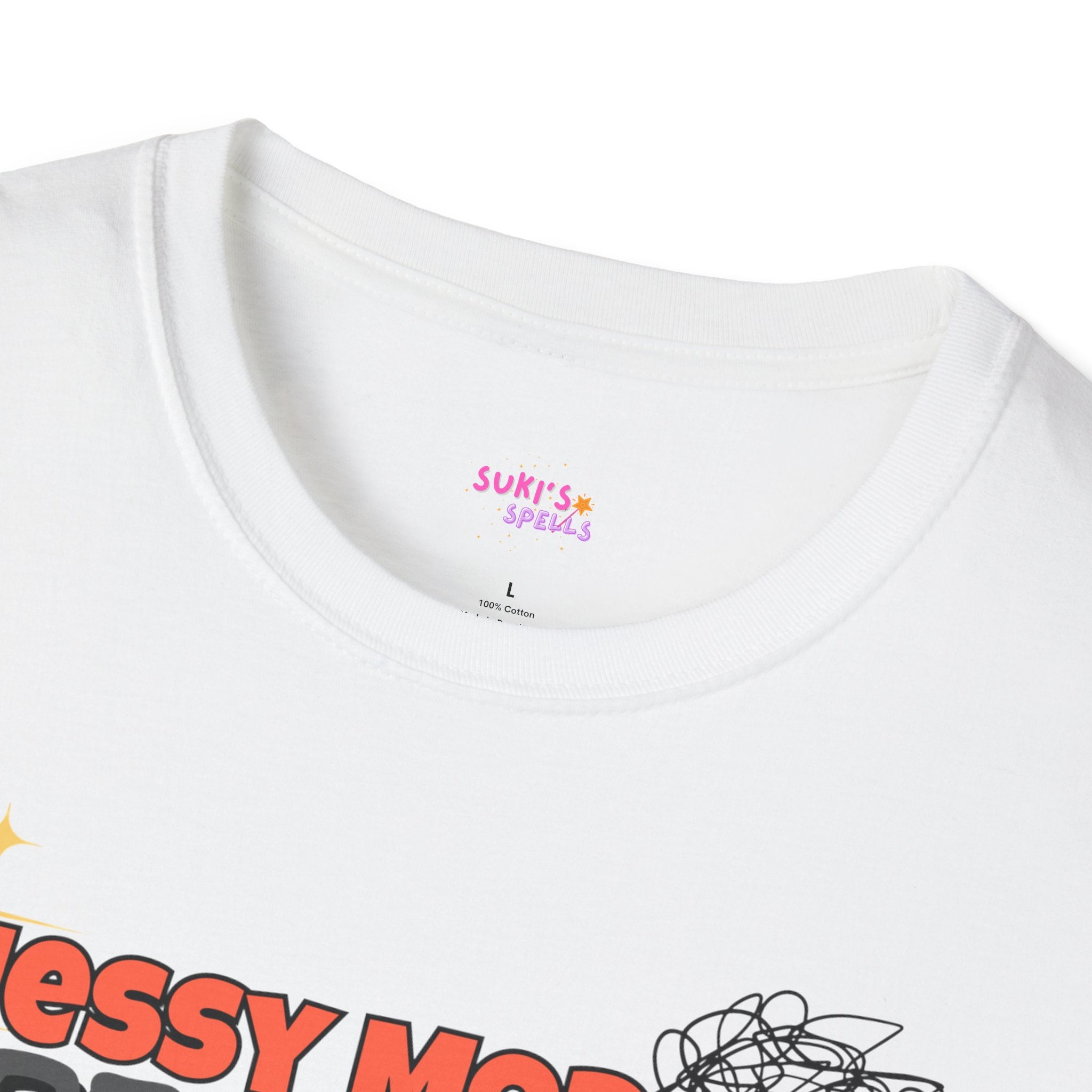 Messy Mop Spell Drop T-Shirt, Fun Graphic Tee, Casual Wear, Gift for Friends, Unique Summer Style, Everyday Comfort