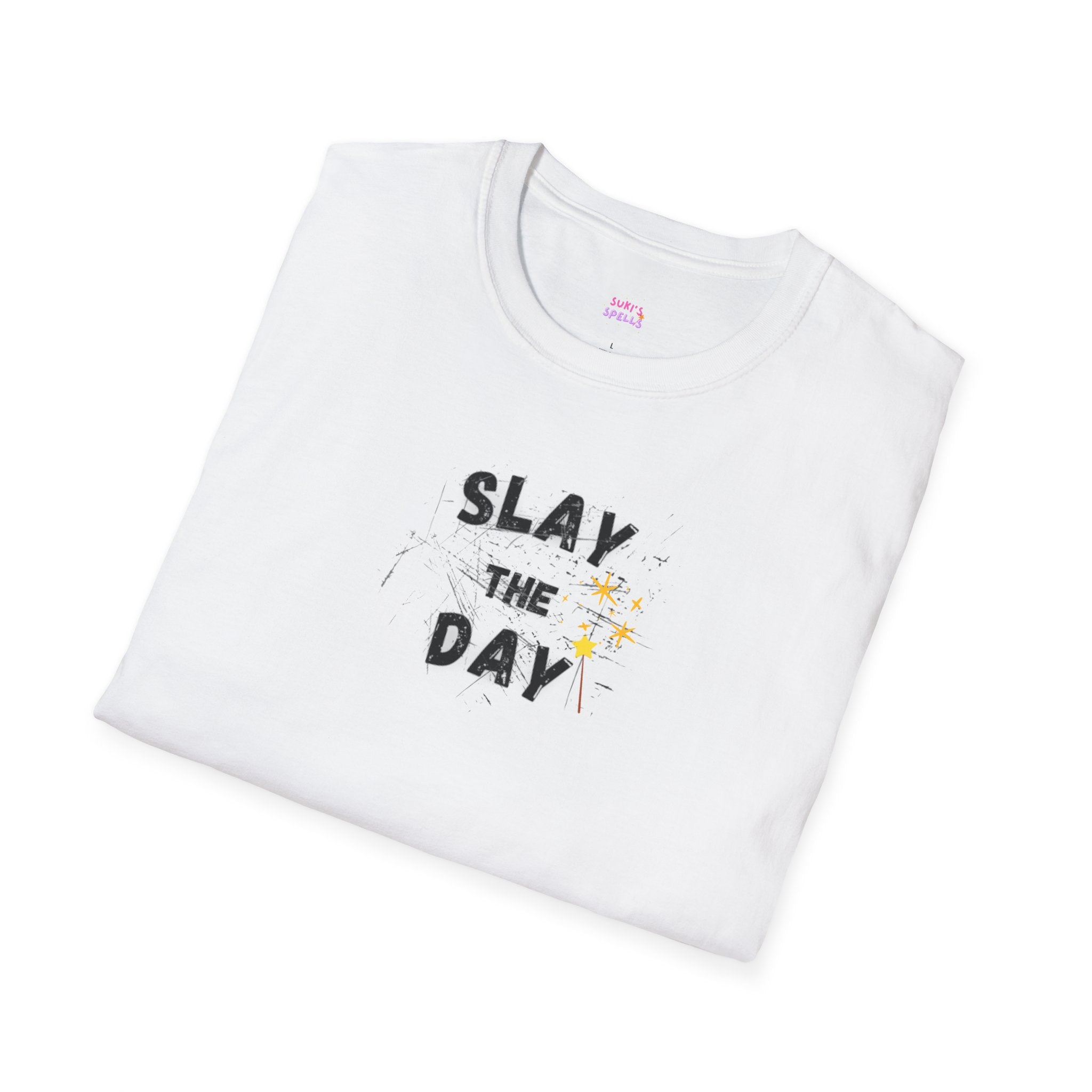 Slay The Day Tee - Unisex Softstyle T-Shirt, Everyday Wear, Fitness Apparel, Inspirational Quotes Shirt