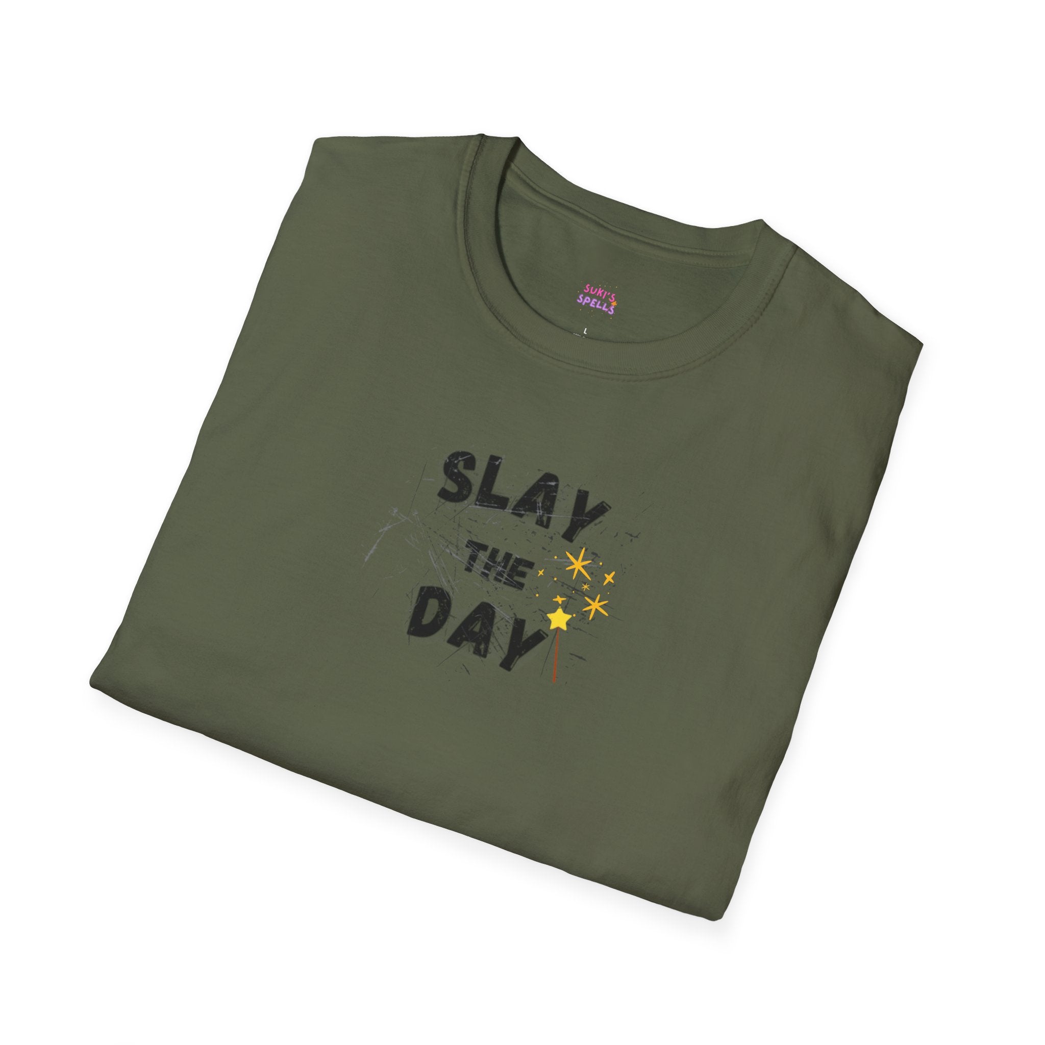 Slay The Day Tee - Unisex Softstyle T-Shirt, Everyday Wear, Fitness Apparel, Inspirational Quotes Shirt